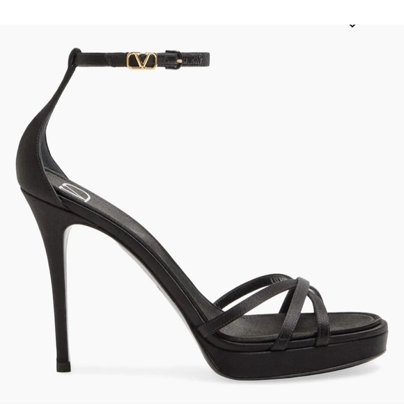 Valentino Garavani Eveninglam 120mm Satin Platform Sandals Black EU 41 US 10 NWD